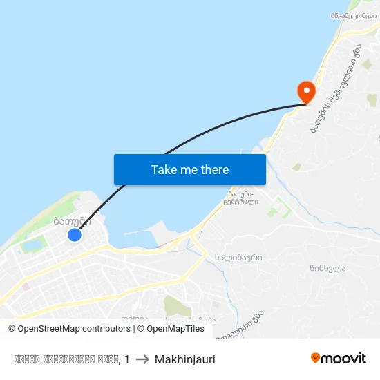 ზურაბ გორგილაძის ქუჩა, 1 to Makhinjauri map