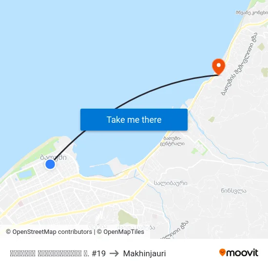 დემეტრე თავდადებულის ქ. #19 to Makhinjauri map