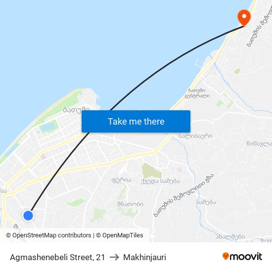 Agmashenebeli Street, 21 to Makhinjauri map