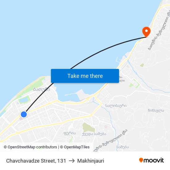 Chavchavadze Street, 131 to Makhinjauri map