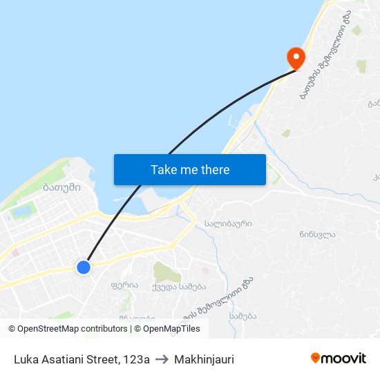 Luka Asatiani Street, 123a to Makhinjauri map