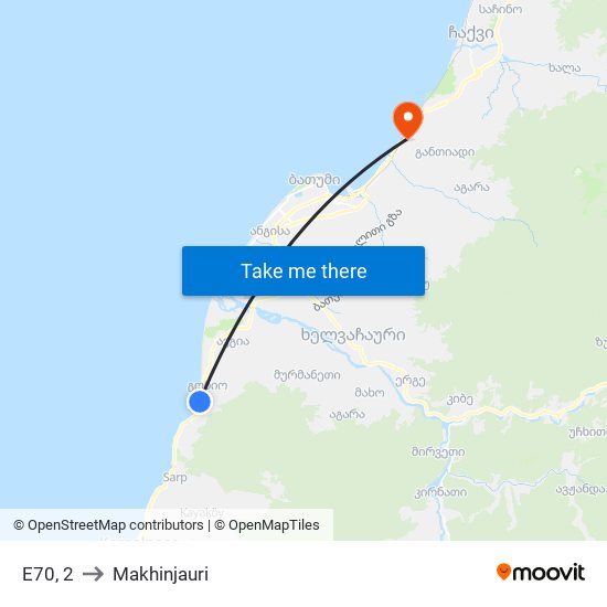 E70, 2 to Makhinjauri map
