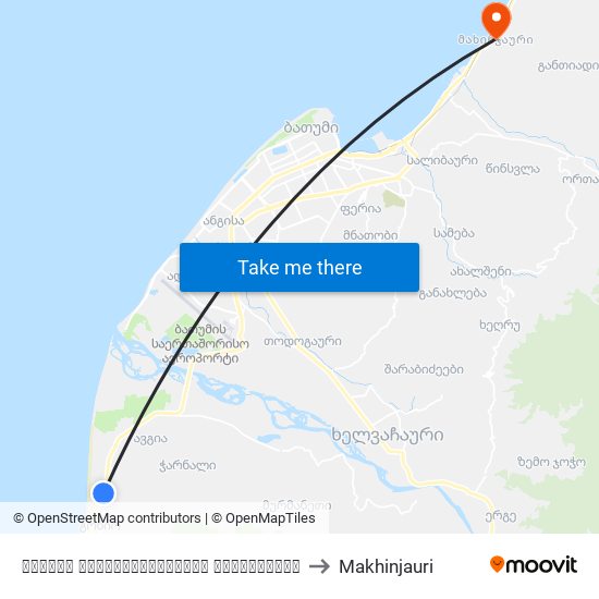 ანდრეა პირველწოდებულის გზადკეცილი to Makhinjauri map