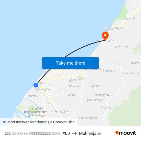 ლეხ და მარია ქაჩინსქების ქუჩა, #60 to Makhinjauri map