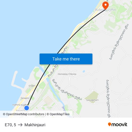E70, 5 to Makhinjauri map