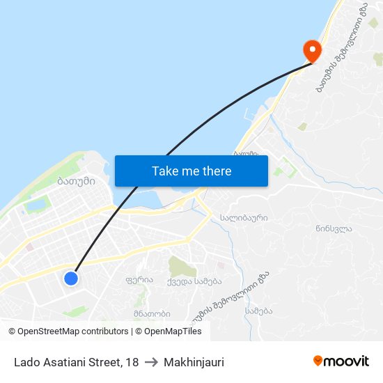 Lado Asatiani Street, 18 to Makhinjauri map