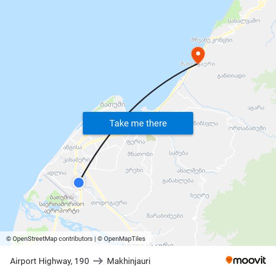 Airport Highway, 190 to Makhinjauri map