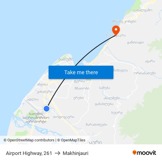Airport Highway, 261 to Makhinjauri map