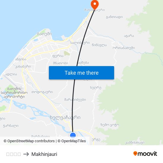 მახო to Makhinjauri map