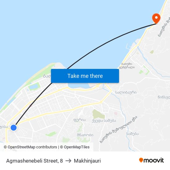 Agmashenebeli Street, 8 to Makhinjauri map