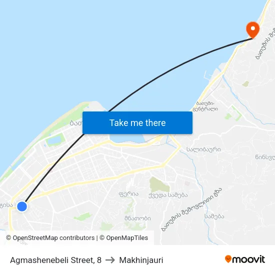 Agmashenebeli Street, 8 to Makhinjauri map