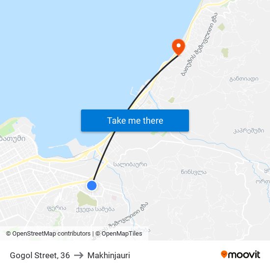 Gogol Street, 36 to Makhinjauri map