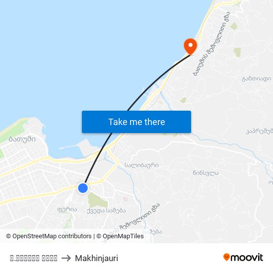 ს.მესხის ქუჩა to Makhinjauri map