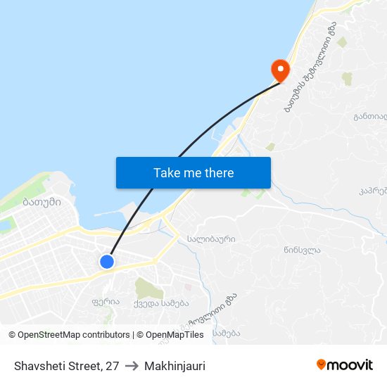 Shavsheti Street, 27 to Makhinjauri map