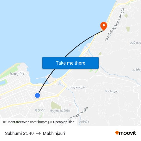Sukhumi St, 40 to Makhinjauri map