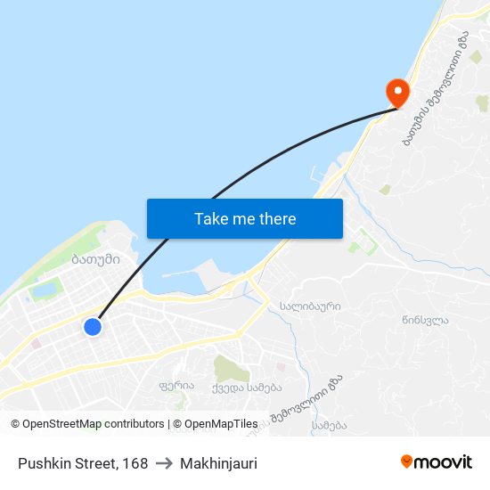 Pushkin Street, 168 to Makhinjauri map