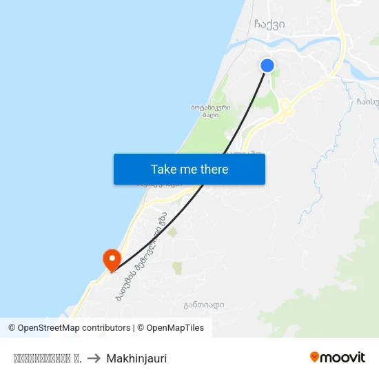 ბოტანიკურის ქ. to Makhinjauri map