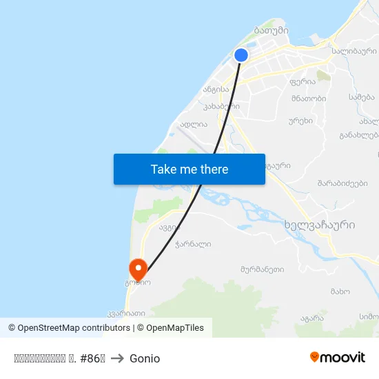 გორგილაძის ქ. #86ა to Gonio map