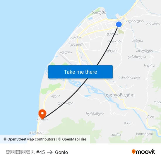 მაიაკოვსკის ქ. #45 to Gonio map