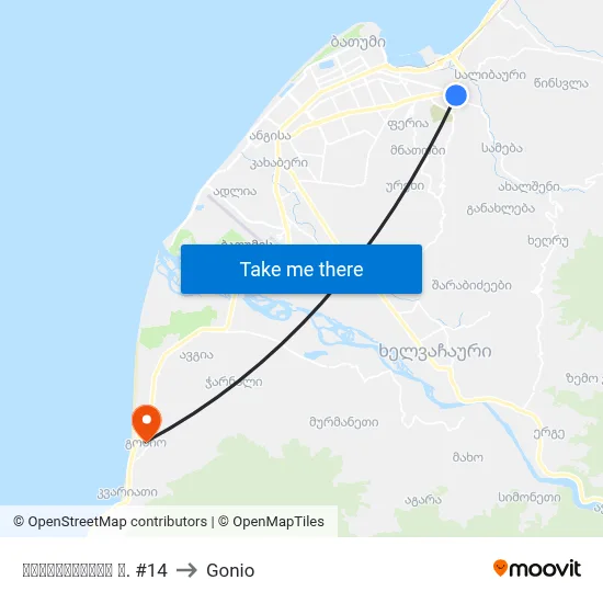 მაიაკოვსკის ქ. #14 to Gonio map