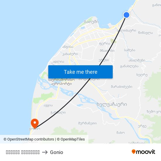 ბათუმი ცენტრალი to Gonio map