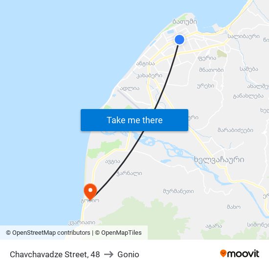 Chavchavadze Street, 48 to Gonio map