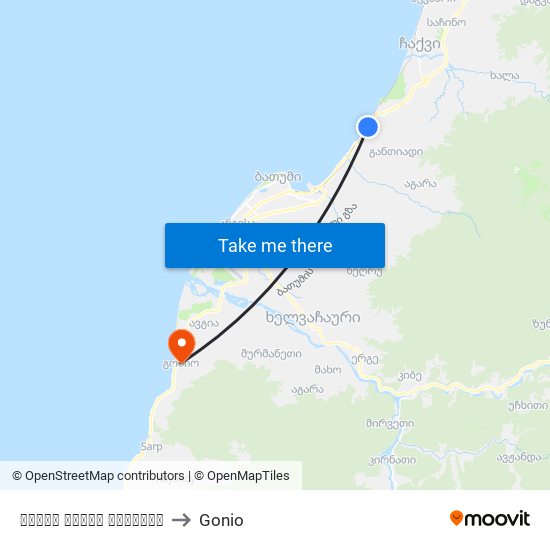 თამარ მეფის გამზირი to Gonio map