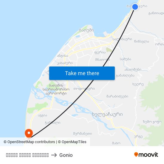 თამარ მეფის გამზირი to Gonio map