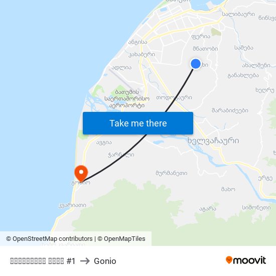 ზედაღელის ქუჩა #1 to Gonio map