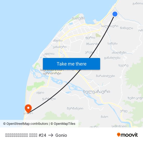გრიშაშვილის ქუჩა #24 to Gonio map