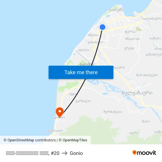 ტბელ-აბუსერიძის ქუჩა, #20 to Gonio map