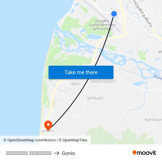 აეროპორტის გზადკეცილი to Gonio map