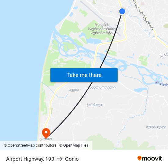 Airport Highway, 190 to Gonio map