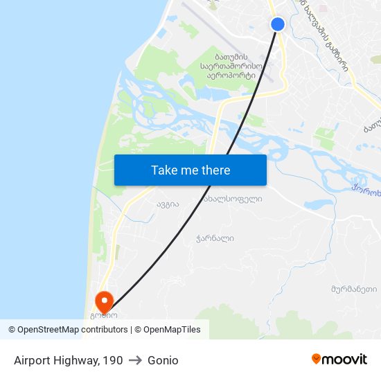 Airport Highway, 190 to Gonio map