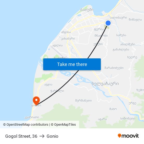 Gogol Street, 36 to Gonio map