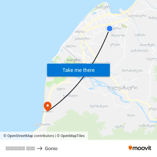 ვარშნიძის ქუჩა to Gonio map