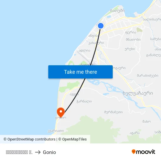 Pirosmani Street to Gonio map
