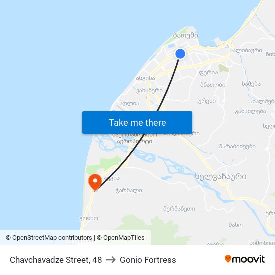 Chavchavadze Street, 48 to Gonio Fortress map