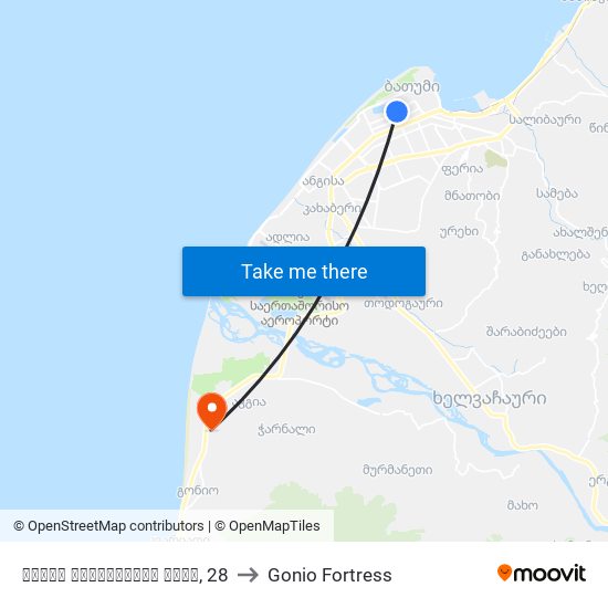 ზურაბ გორგილაძის ქუჩა, 28 to Gonio Fortress map