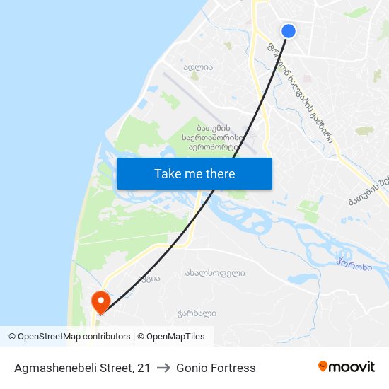 Agmashenebeli Street, 21 to Gonio Fortress map