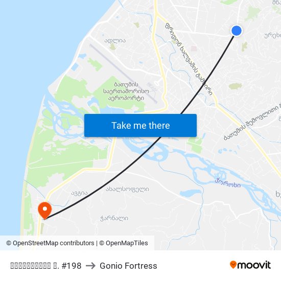 ვარშანიძის ქ. #198 to Gonio Fortress map