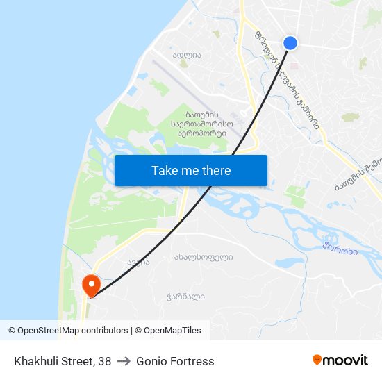 Khakhuli Street, 38 to Gonio Fortress map