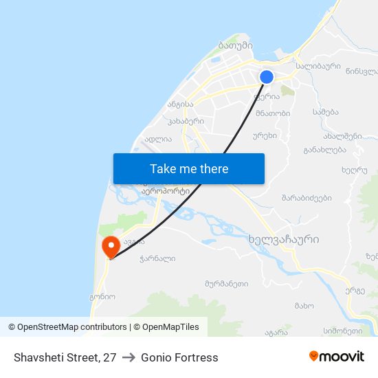 Shavsheti Street, 27 to Gonio Fortress map