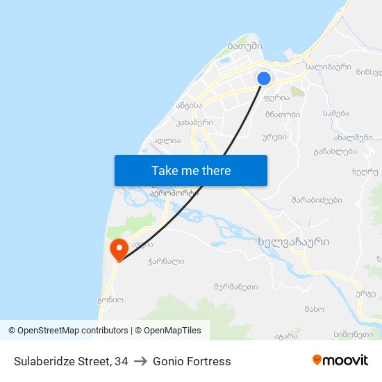 Sulaberidze Street, 34 to Gonio Fortress map