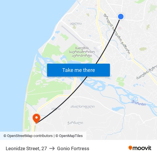 Leonidze Street, 27 to Gonio Fortress map
