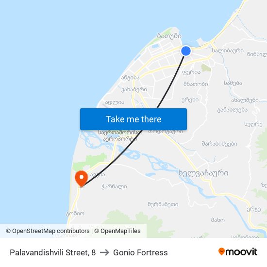 Palavandishvili Street, 8 to Gonio Fortress map