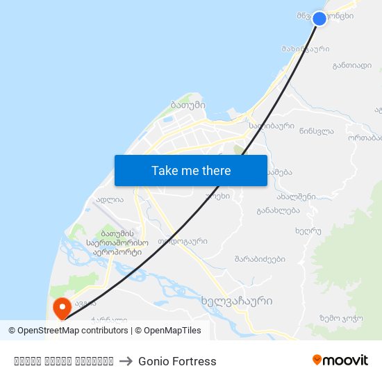 თამარ მეფის გამზირი to Gonio Fortress map