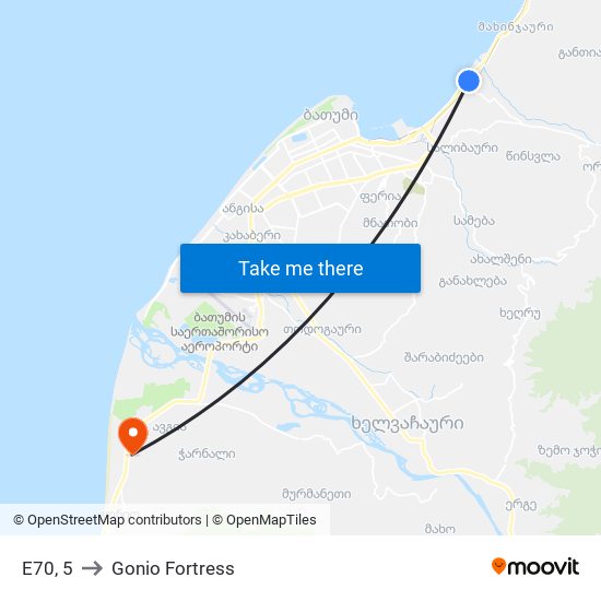 E70, 5 to Gonio Fortress map
