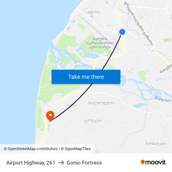 Airport Highway, 261 to Gonio Fortress map