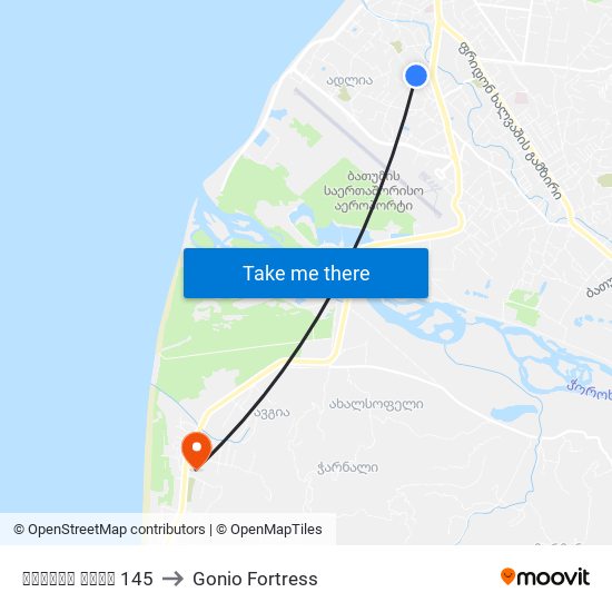ადლიის ქუჩა 145 to Gonio Fortress map